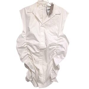 White Ruched Mini Dress